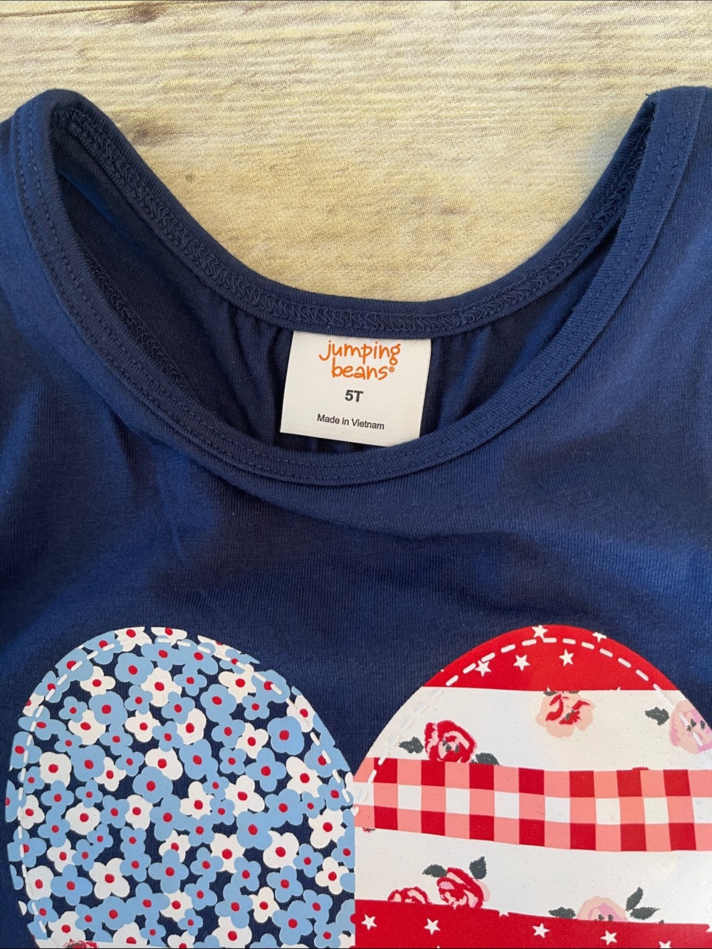 Navy Patchwork Graphic Summer Tank Top for 5T Girl Americana - Picture 5 of 9